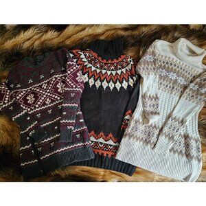 Fair Isle Sweater Dress Lot Ann Taylor Forever 21 Turtleneck Lot of 3